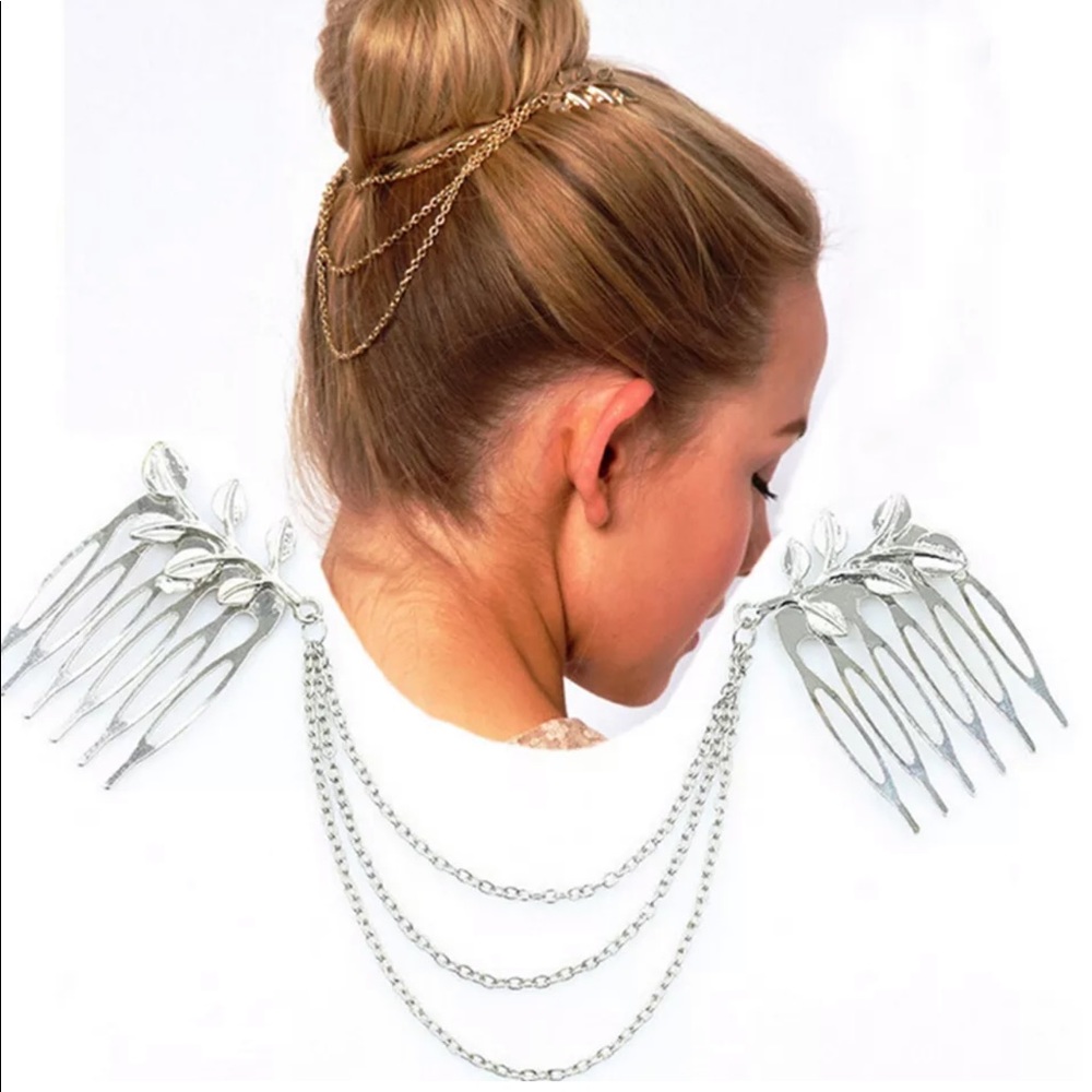 New Double Hair Comb Chains w/ Silver Leaf 🍃 🤍